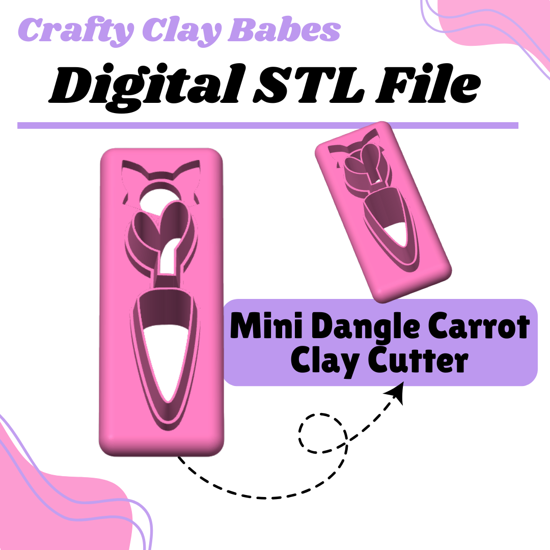 Mini Dangle Carrot Clay Cutter - STL AND 3MF Digital File Download **Commercial License Included** (Copy)