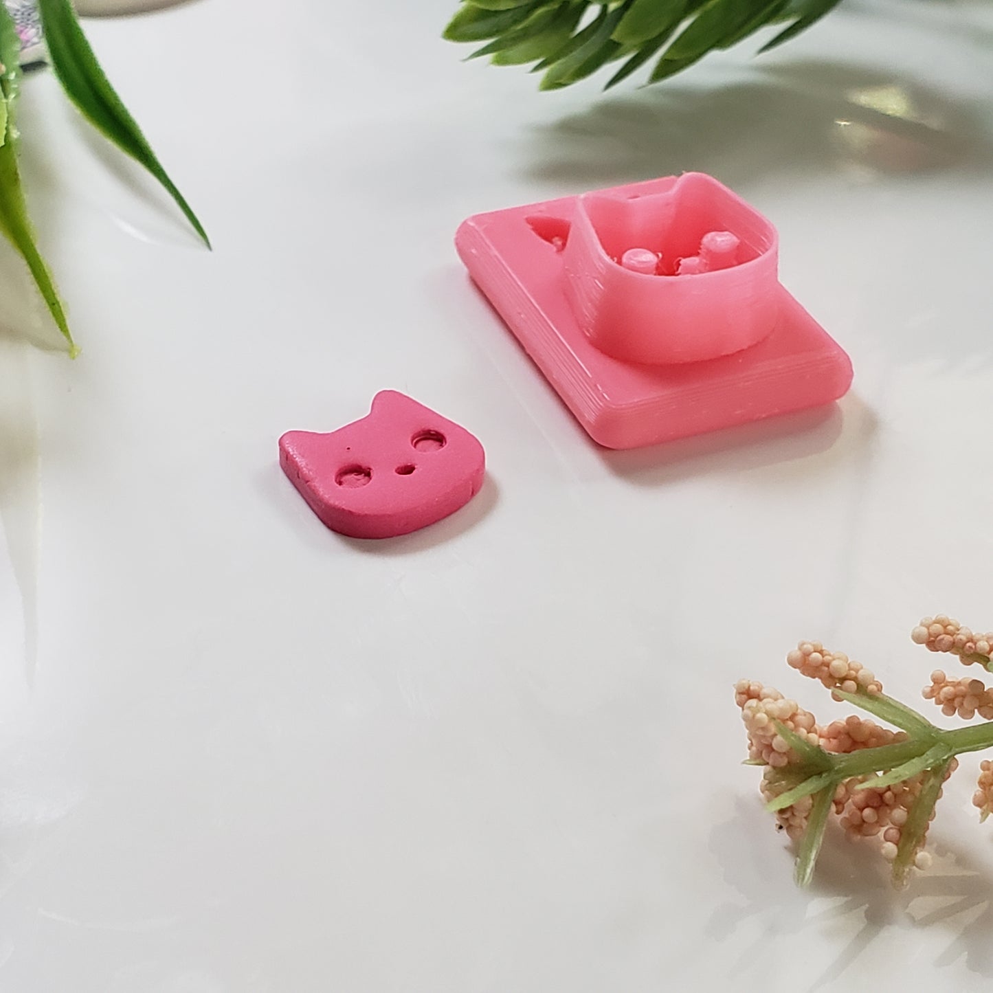 Cat Face Stud Clay Cutter - STL AND 3MF Digital File Download **Commercial License Included**
