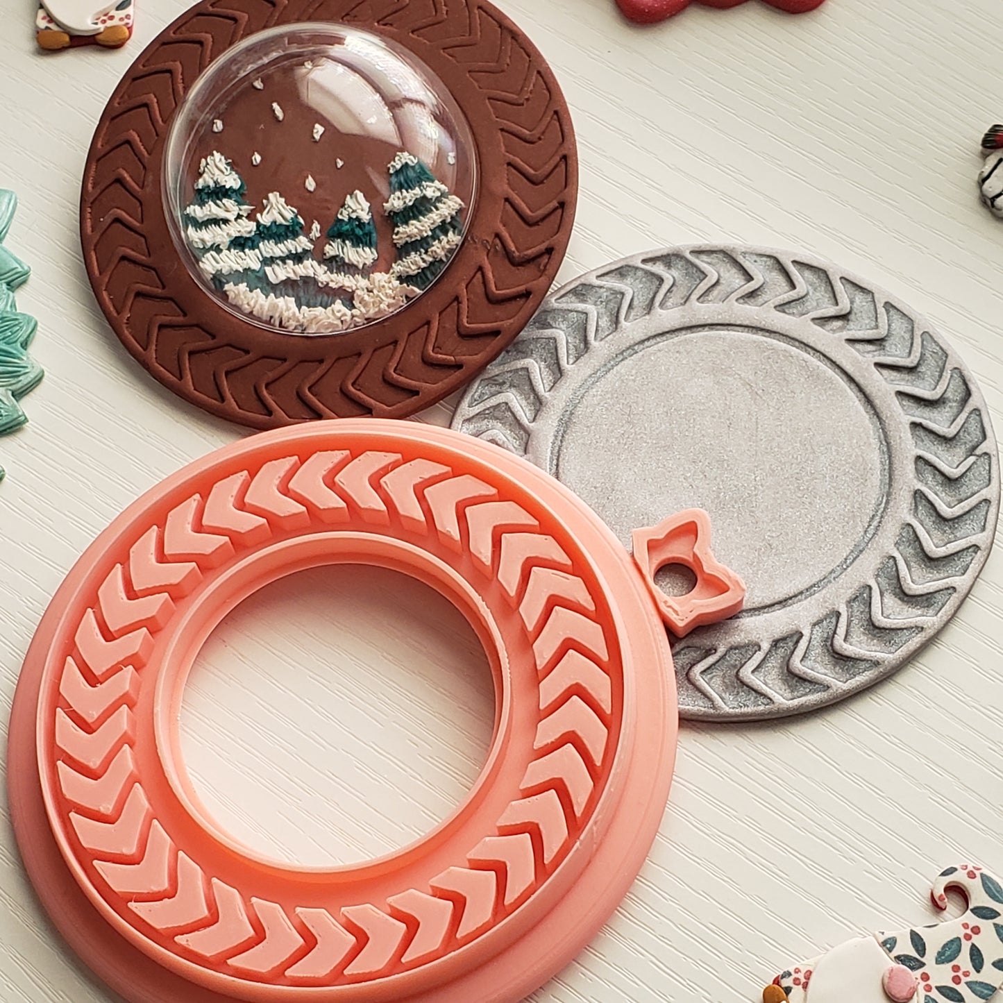 Chevron Circle Ornament Clay Cutter - STL AND 3MF Digital File Download **Commercial License Included**