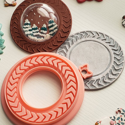 Chevron Circle Ornament Clay Cutter - STL AND 3MF Digital File Download **Commercial License Included**