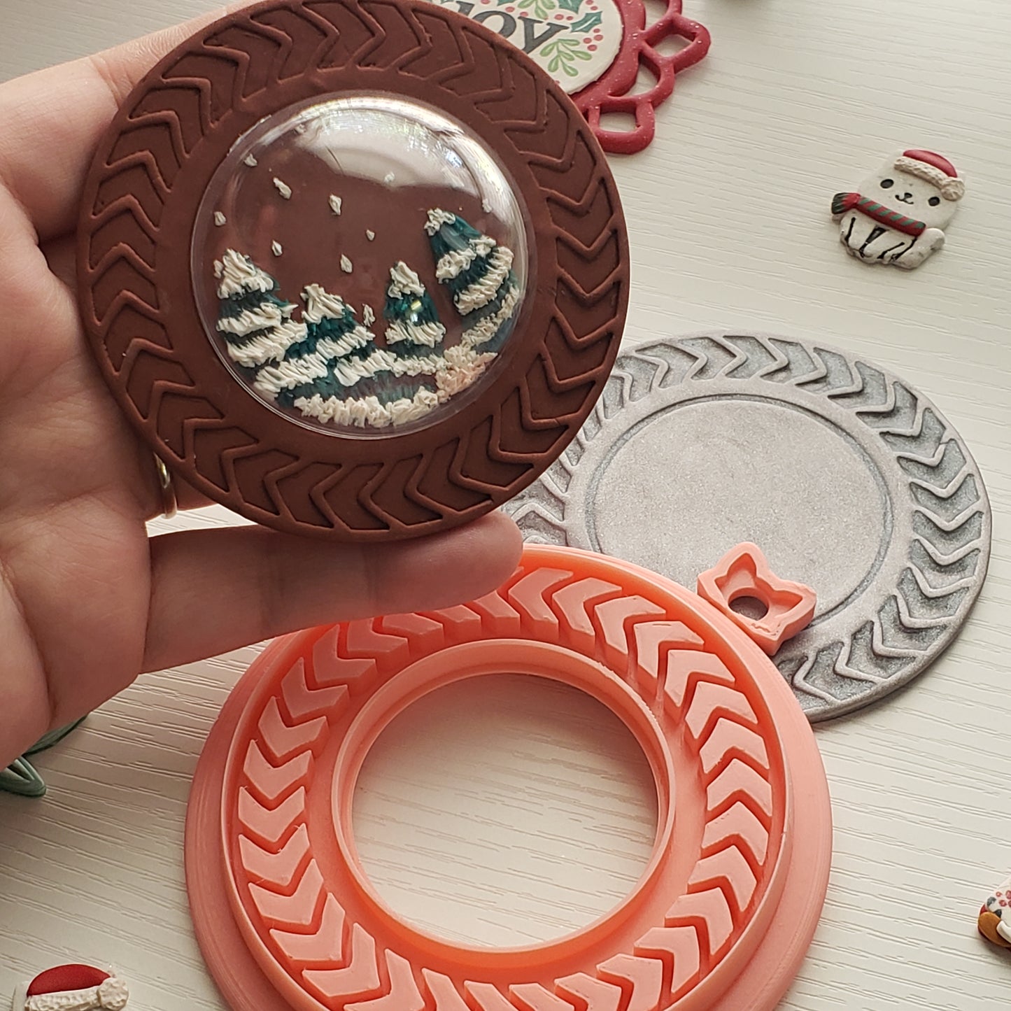 Chevron Circle Ornament Clay Cutter - STL AND 3MF Digital File Download **Commercial License Included**