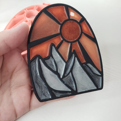 Sun and Moon Over Mountains Window Cling Cutter Clay Cutter - STL AND 3MF Digital File Download **Commercial License Included**