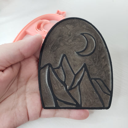 Sun and Moon Over Mountains Window Cling Cutter Clay Cutter - STL AND 3MF Digital File Download **Commercial License Included**