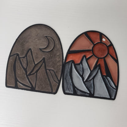 Sun and Moon Over Mountains Window Cling Cutter Clay Cutter - STL AND 3MF Digital File Download **Commercial License Included**