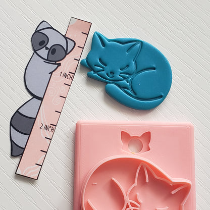 Sleeping Kitty 2 Clay Cutter - STL AND 3MF Digital File Download **Commercial License Included**