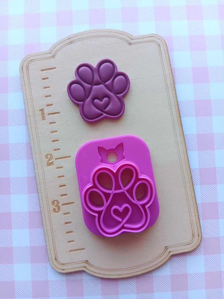 Swirl Heart Paw Clay Cutter - STL AND 3MF Digital File Download **Commercial License Included**