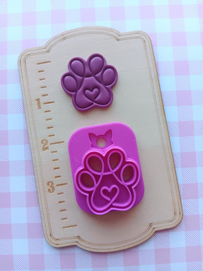 Swirl Heart Paw Clay Cutter - STL AND 3MF Digital File Download **Commercial License Included**