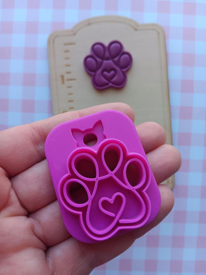 Swirl Heart Paw Clay Cutter - STL AND 3MF Digital File Download **Commercial License Included**