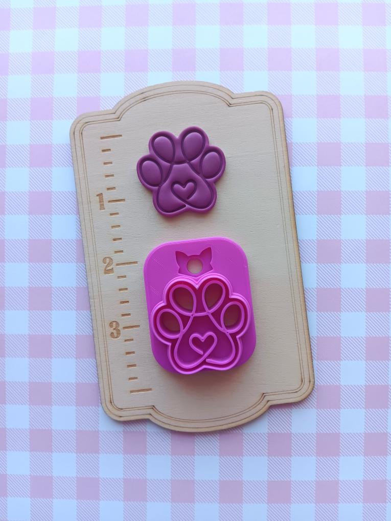 Swirl Heart Paw Clay Cutter - STL AND 3MF Digital File Download **Commercial License Included**