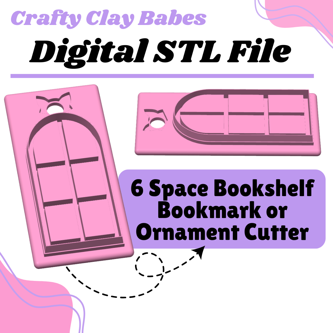 6 Shelf Bookshelf or Ornament Clay Cutter - STL AND 3MF Digital File Download **Commercial License Included**