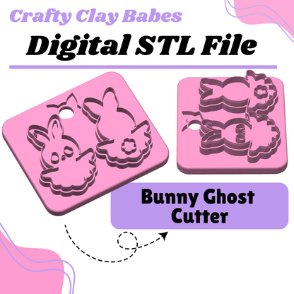 Bunny Ghost Clay Cutter - STL AND 3MF Digital File Download  **Commercial License Included**