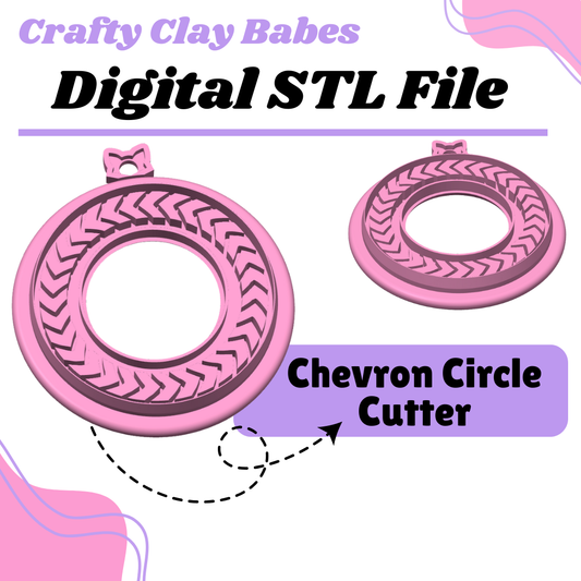 Chevron Circle Ornament Clay Cutter - STL AND 3MF Digital File Download **Commercial License Included**