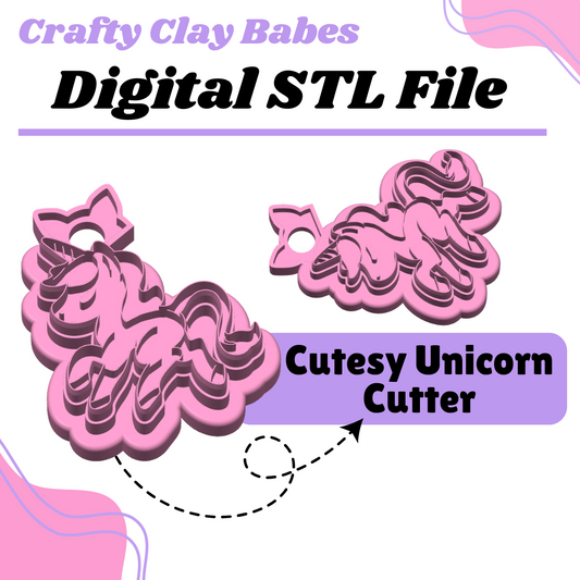 Cutesy Unicorn Clay Cutter - STL AND 3MF Digital File Download **Commercial License Included**