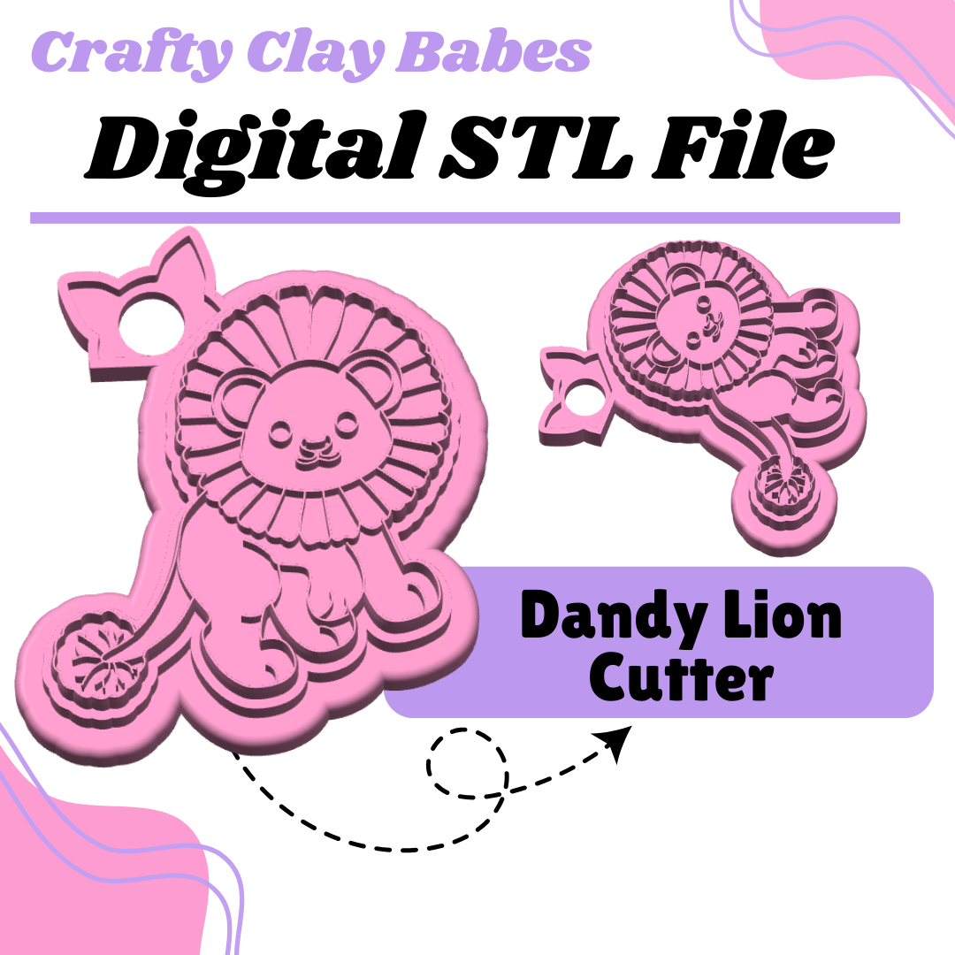 Dandy Lion Clay Cutter - STL AND 3MF Digital File Download **Commercial License Included**