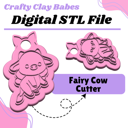 Fairy Cow Clay Cutter - STL AND 3MF Digital File Download **Commercial License Included**