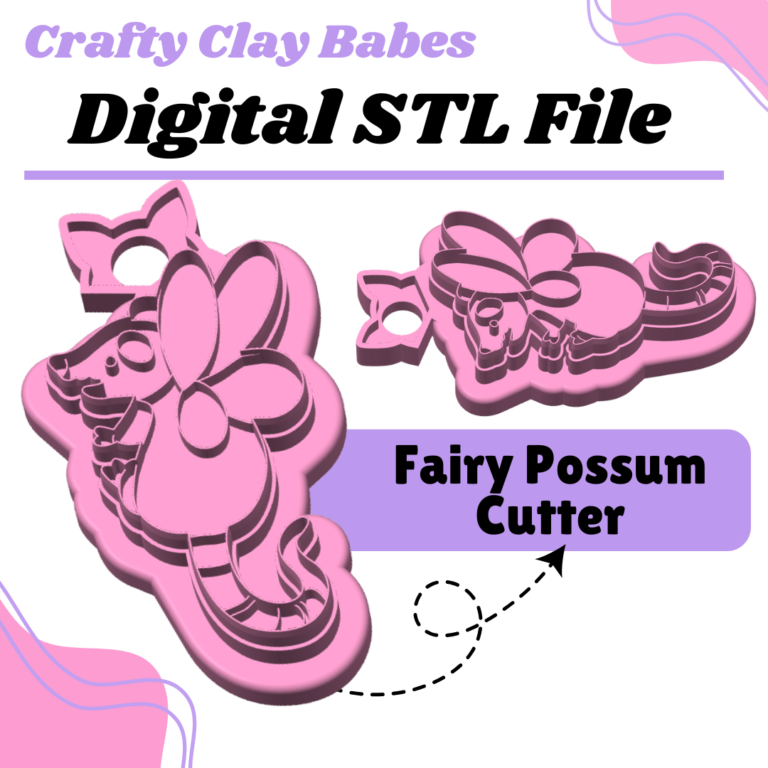 Fairy Possum Clay Cutter - STL AND 3MF Digital File Download **Commercial License Included**