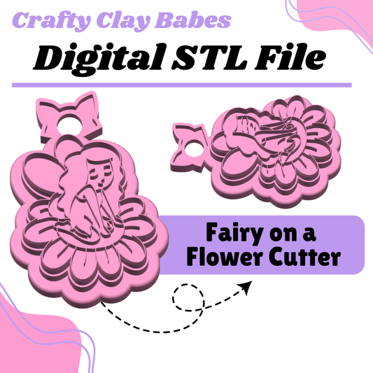 Fairy on a Flower Clay Cutter - STL AND 3MF Digital File Download **Commercial License Included**