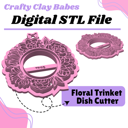 Floral Ornament Trinket Dish Clay Cutter - STL AND 3MF Digital File Download **Commercial License Included**