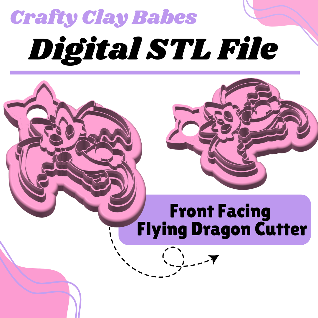 Front Facing Flying Dragon Clay Cutter - STL AND 3MF Digital File Download  **Commercial License Included**