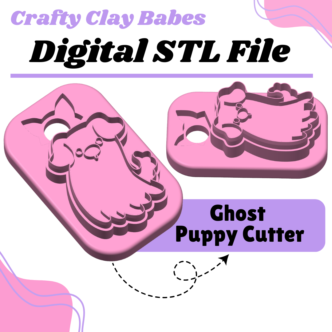 Ghost Puppy Polymer Clay Cutter - STL AND 3MF Digital File Download  **Commercial License Included**