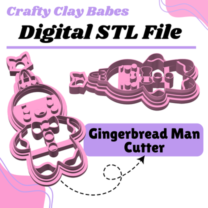 Gingerbread Man Ornament Clay Cutter - STL AND 3MF Digital File Download **Commercial License Included**