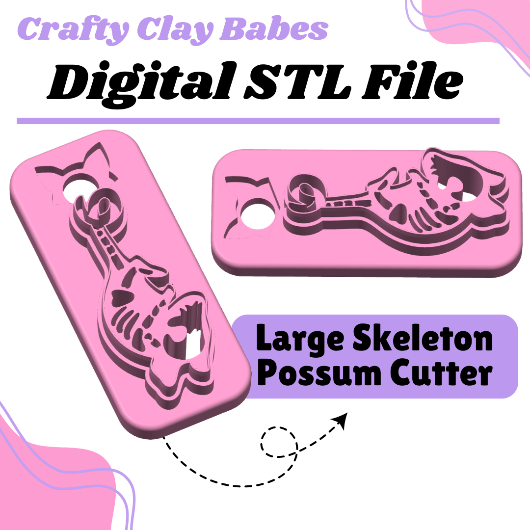 Large Skeleton Possum Clay Cutter - STL AND 3MF Digital File Download  **Commercial License Included**