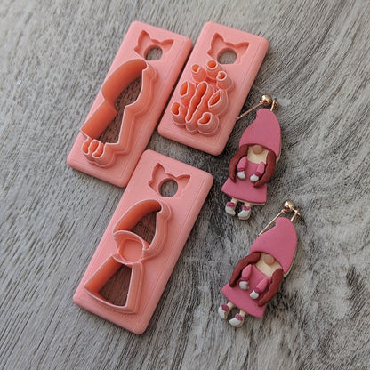 Girl Gnome Set Clay Cutter - STL AND 3MF Digital File Download **Commercial License Included**