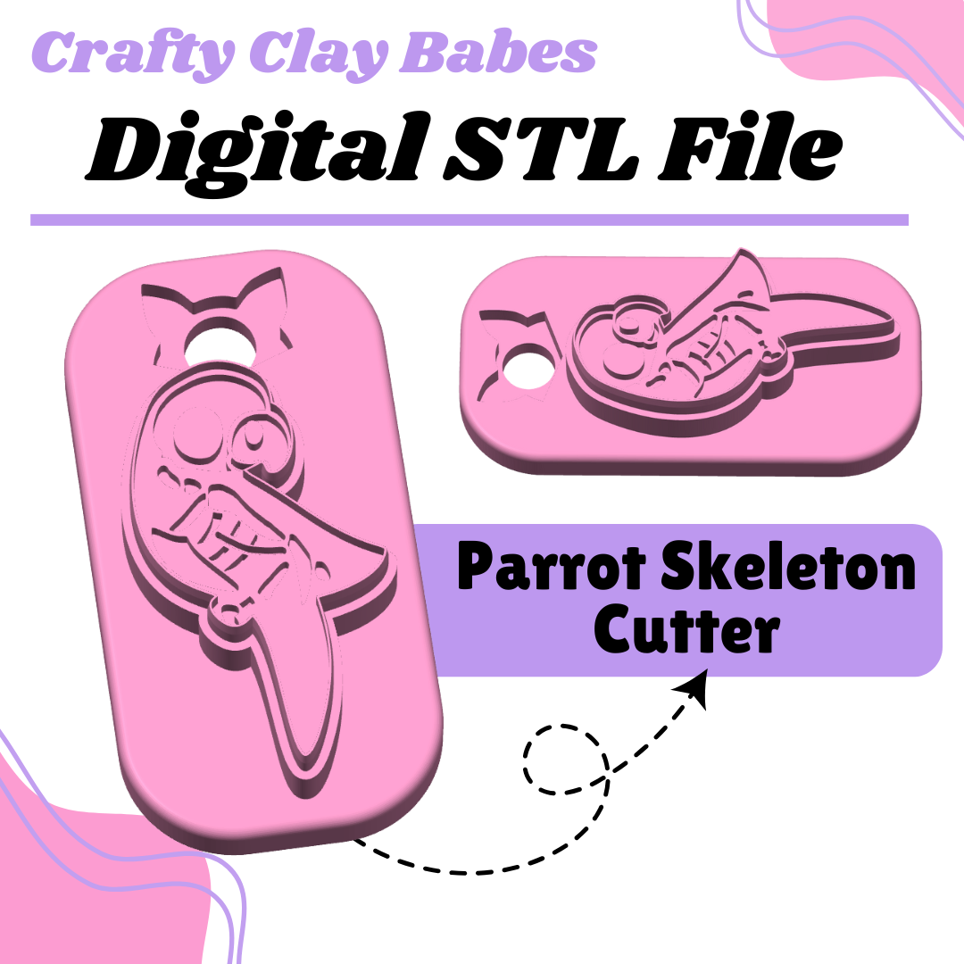 Parrot Skeleton Clay Cutter - STL AND 3MF Digital File Download  **Commercial License Included**