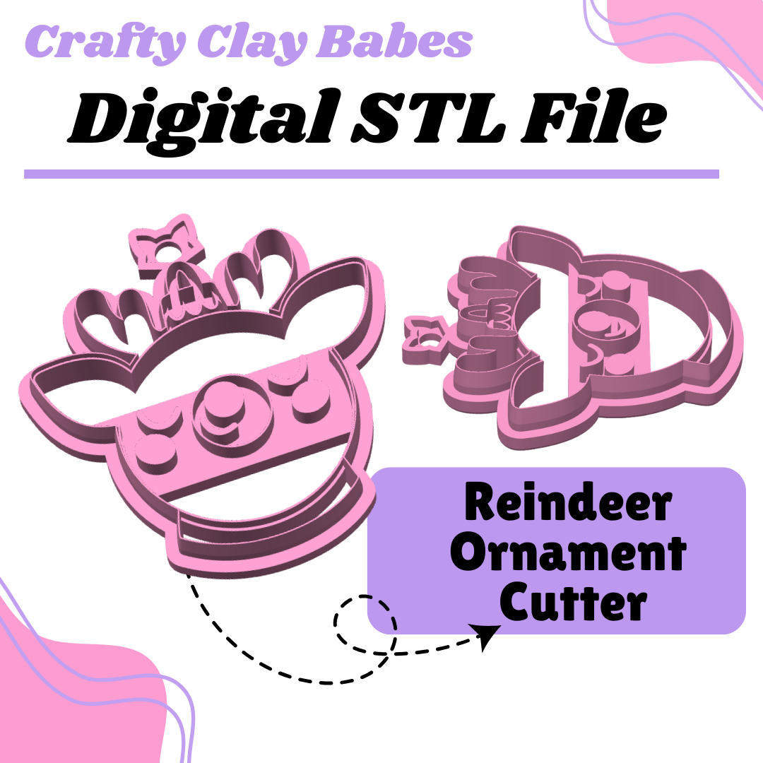 Reindeer Ornament Clay Cutter - STL AND 3MF Digital File Download **Commercial License Included**