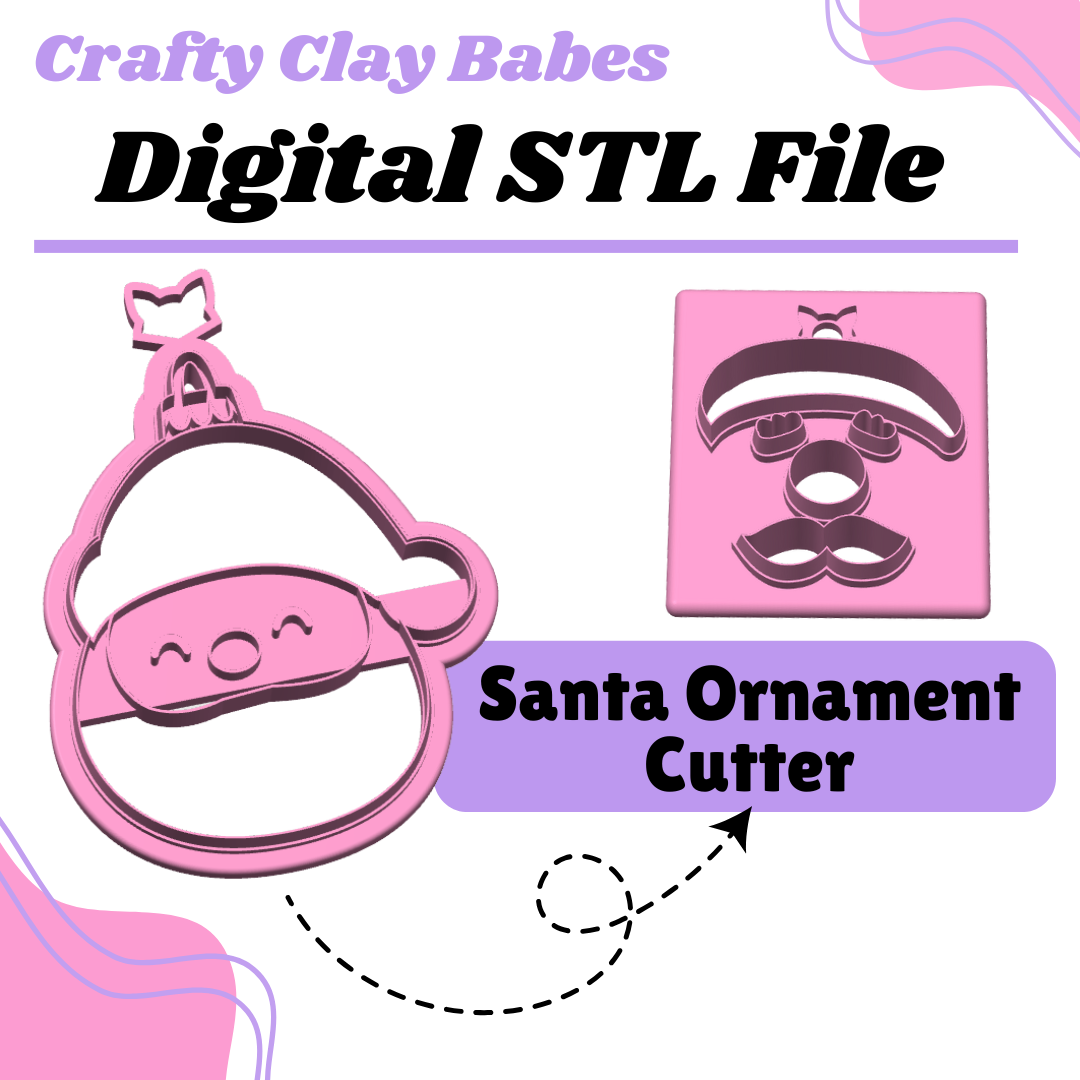 Santa Ornament Clay Cutter - STL AND 3MF Digital File Download **Commercial License Included**