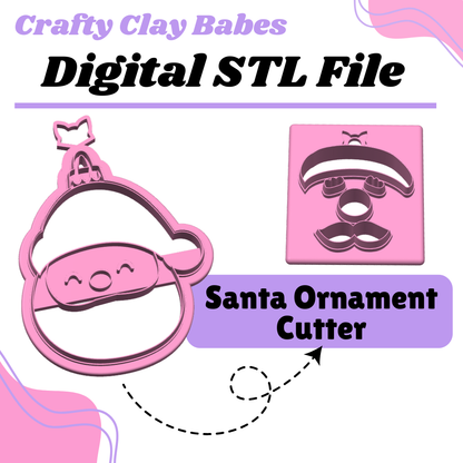 Santa Ornament Clay Cutter - STL AND 3MF Digital File Download **Commercial License Included**
