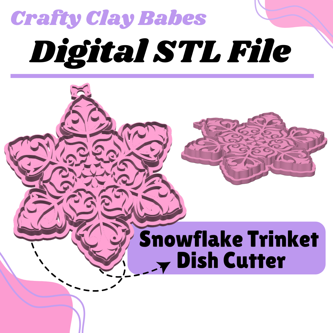 Snowflake Trinket Dish Clay Cutter - STL AND 3MF Digital File Download **Commercial License Included**