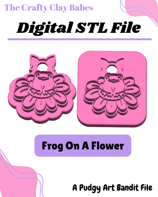 Frog On A Flower Clay Cutter - STL AND 3MF Digital File Download **Commercial License Included**