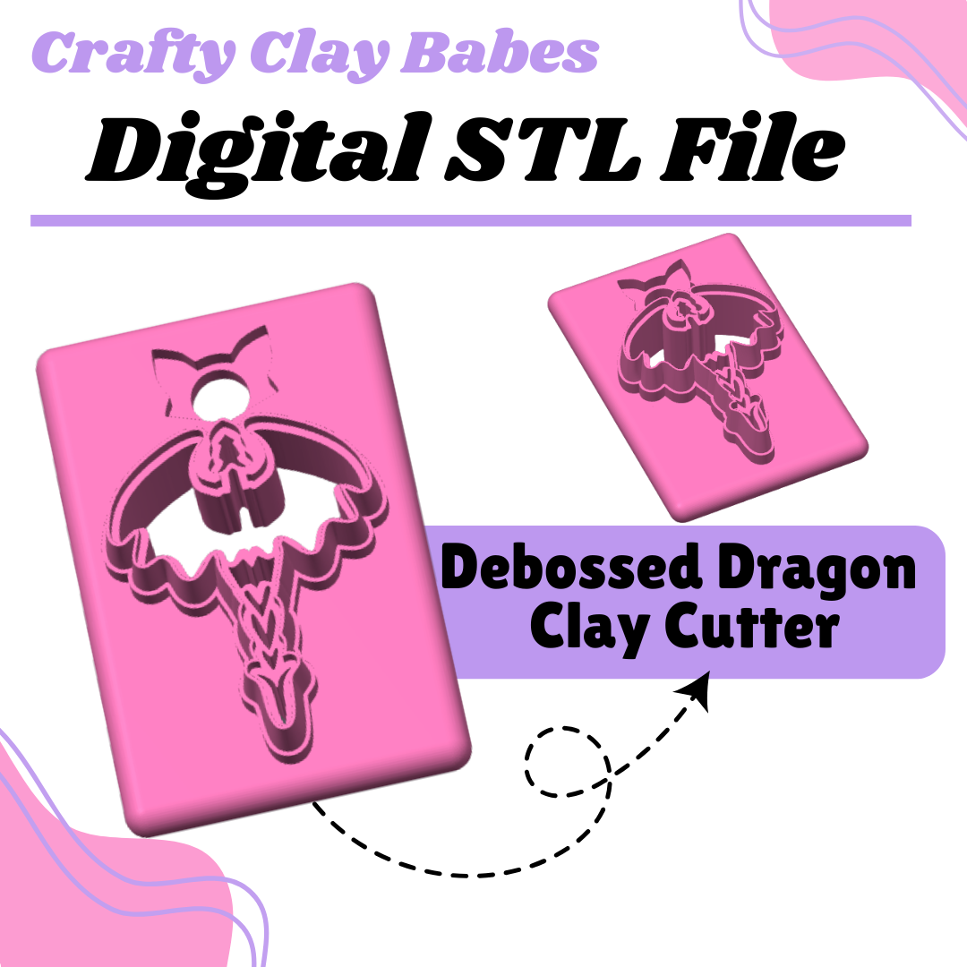 Debossed Dragon Clay Cutter - STL AND 3MF Digital File Download **Commercial License Included**
