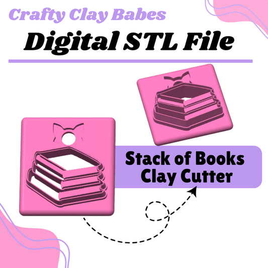 Stack of Books Clay Cutter - STL AND 3MF Digital File Download **Commercial License Included**
