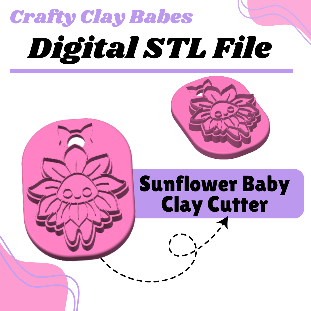 Sunflower Baby Clay Cutter - STL AND 3MF Digital File Download **Commercial License Included**