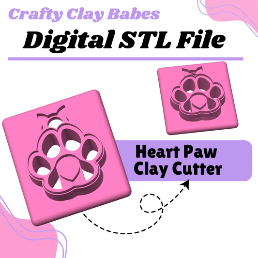 Heart Paw Clay Cutter - STL AND 3MF Digital File Download **Commercial License Included**