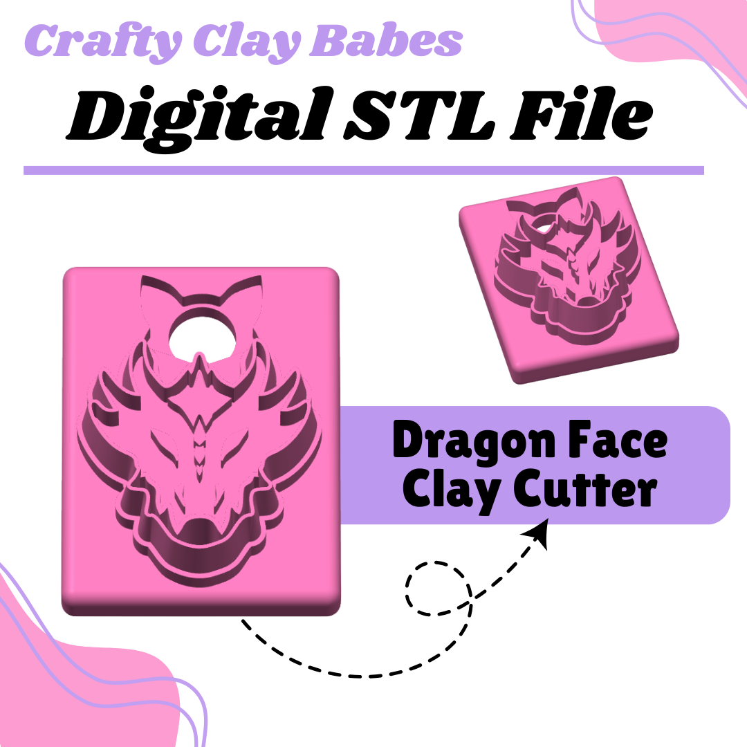 Dragon Face Clay Cutter - STL AND 3MF Digital File Download **Commercial License Included**
