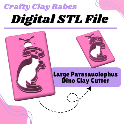 Large Parasaurolophus Dino Clay Cutter - STL AND 3MF Digital File Download **Commercial License Included**