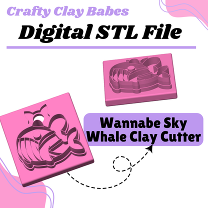 Wannabe Sky Whale Clay Cutter - STL AND 3MF Digital File Download **Commercial License Included**