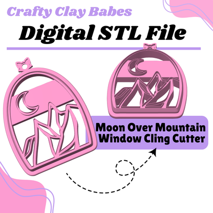 Sun and Moon Over Mountains Window Cling Cutter Clay Cutter - STL AND 3MF Digital File Download **Commercial License Included**