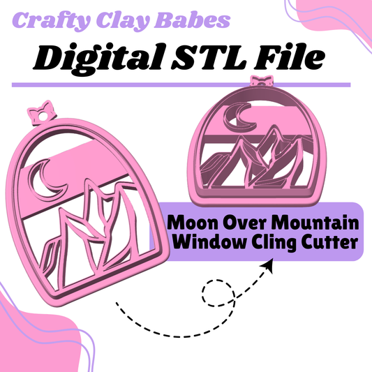 Sun and Moon Over Mountains Window Cling Cutter Clay Cutter - STL AND 3MF Digital File Download **Commercial License Included**