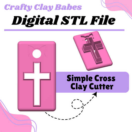 Simple Cross Clay Cutter - STL AND 3MF Digital File Download **Commercial License Included**