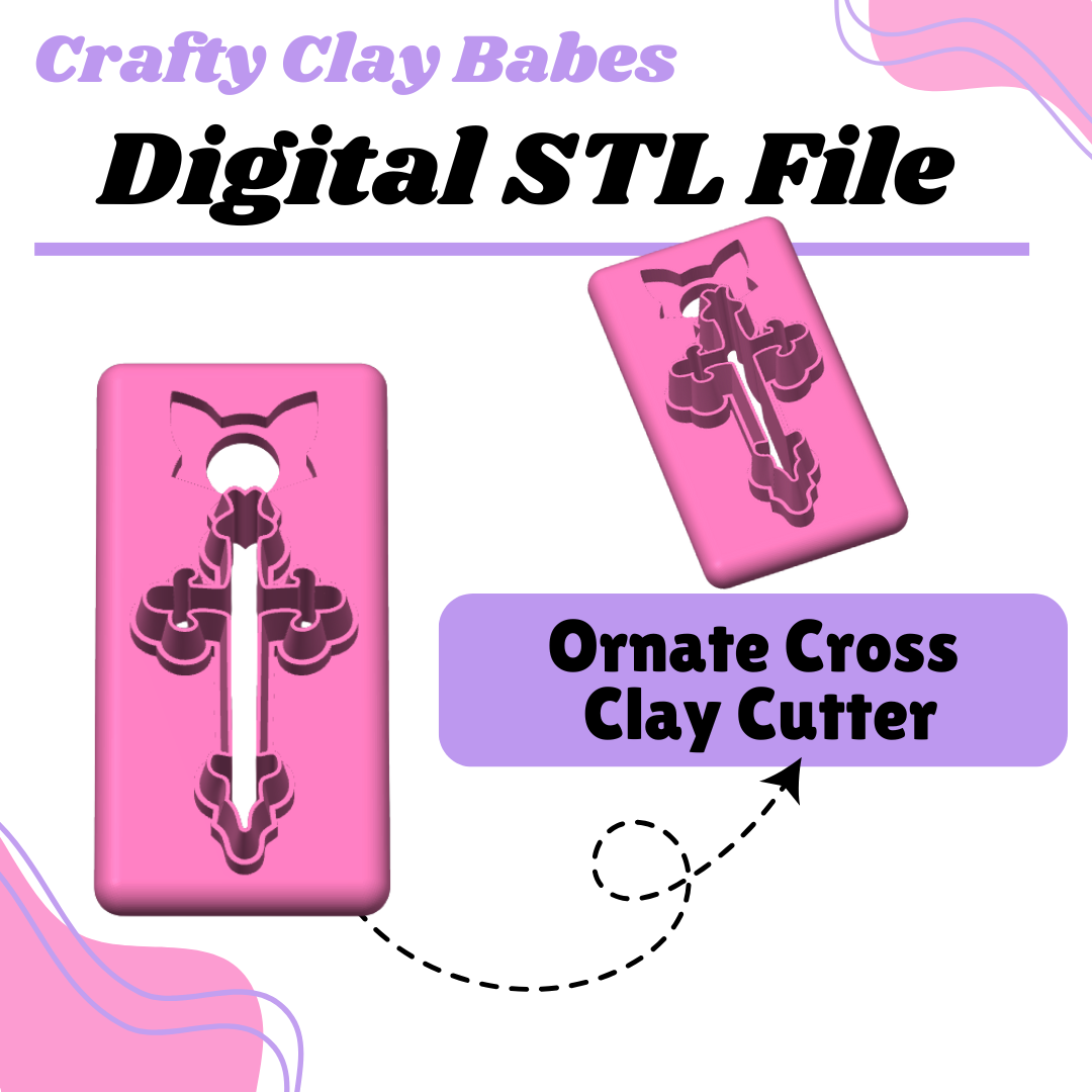Ornate Cross Clay Cutter - STL AND 3MF Digital File Download **Commercial License Included**