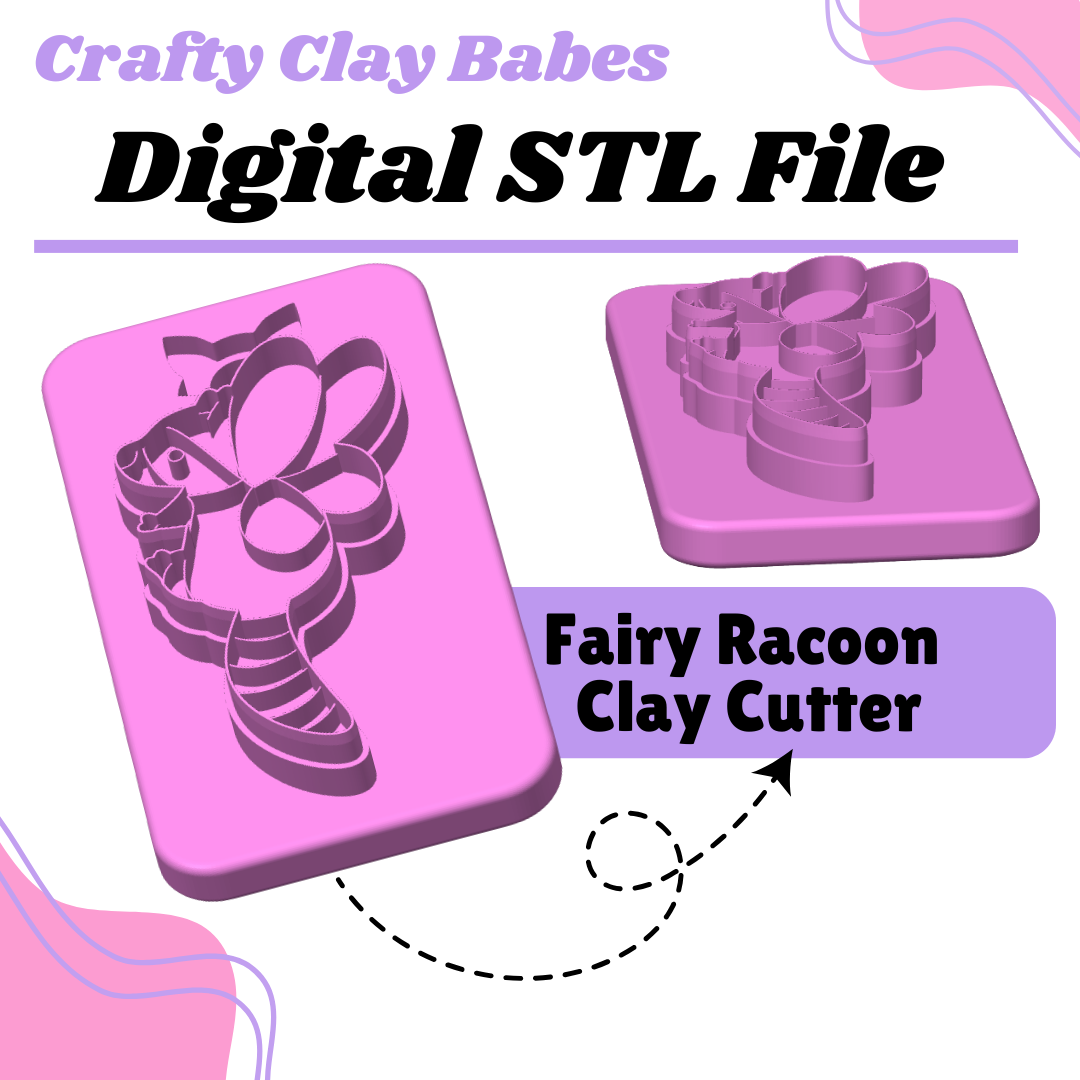 Fairy Racoon Clay Cutter - STL AND 3MF Digital File Download **Commercial License Included**