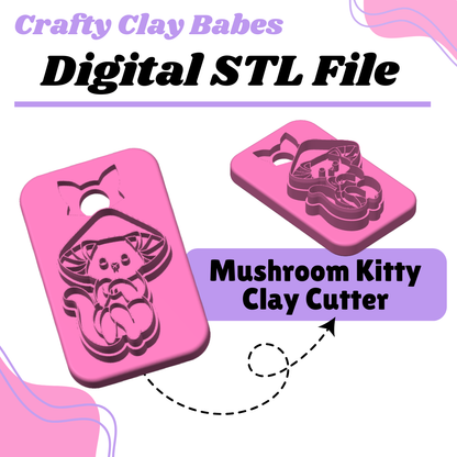 Mushroom Kitty Clay Cutter - STL AND 3MF Digital File Download **Commercial License Included**