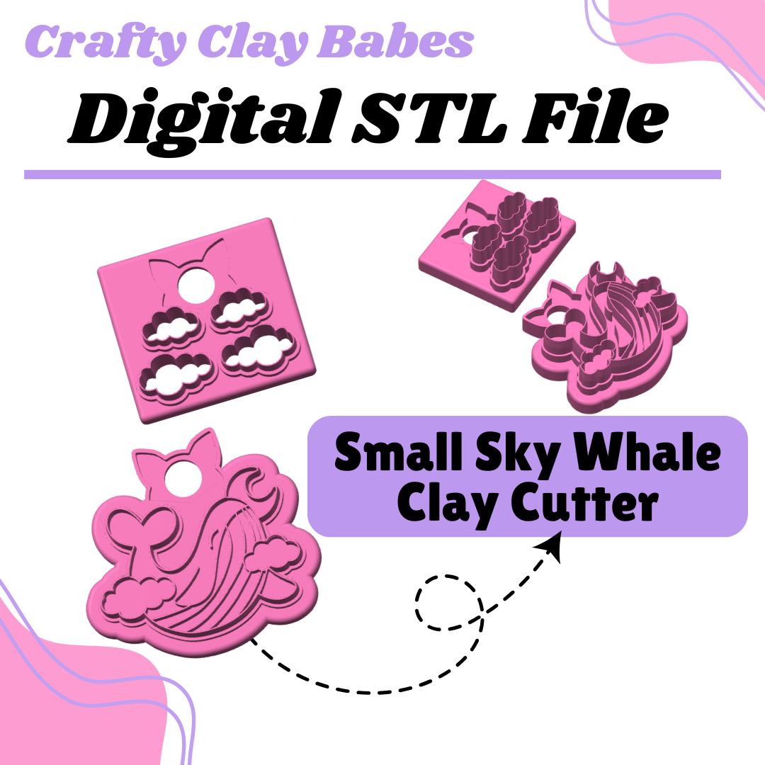 Small Sky Whale Clay Cutter - STL AND 3MF Digital File Download **Commercial License Included**
