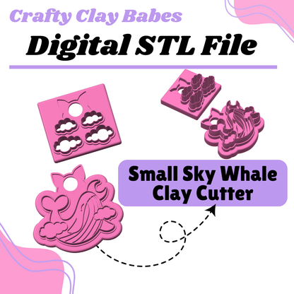 Small Sky Whale Clay Cutter - STL AND 3MF Digital File Download **Commercial License Included**