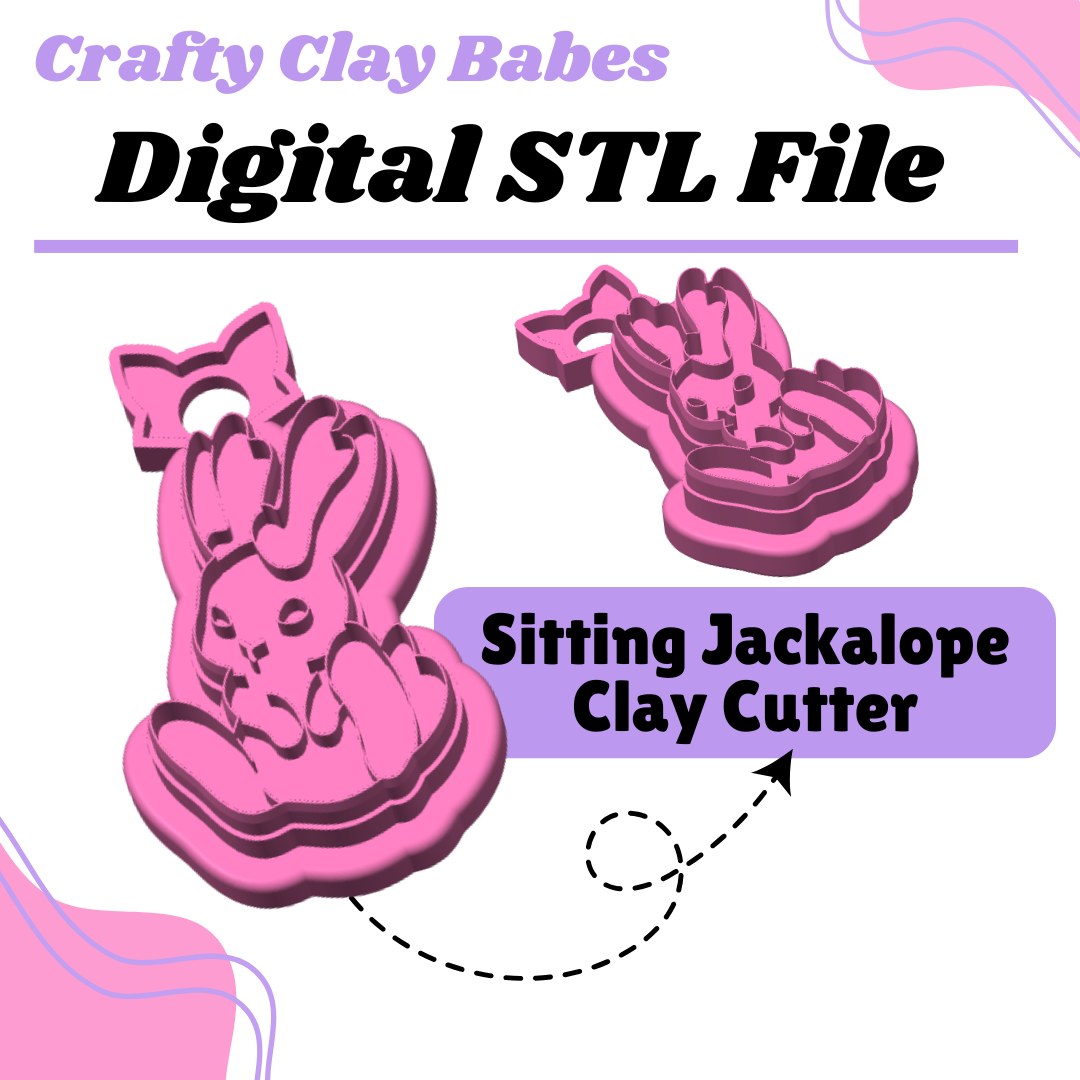 Sitting Jackalope Clay Cutter - STL AND 3MF Digital File Download **Commercial License Included**