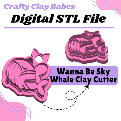 Wannabe Sky Whale Clay Cutter - STL AND 3MF Digital File Download **Commercial License Included**